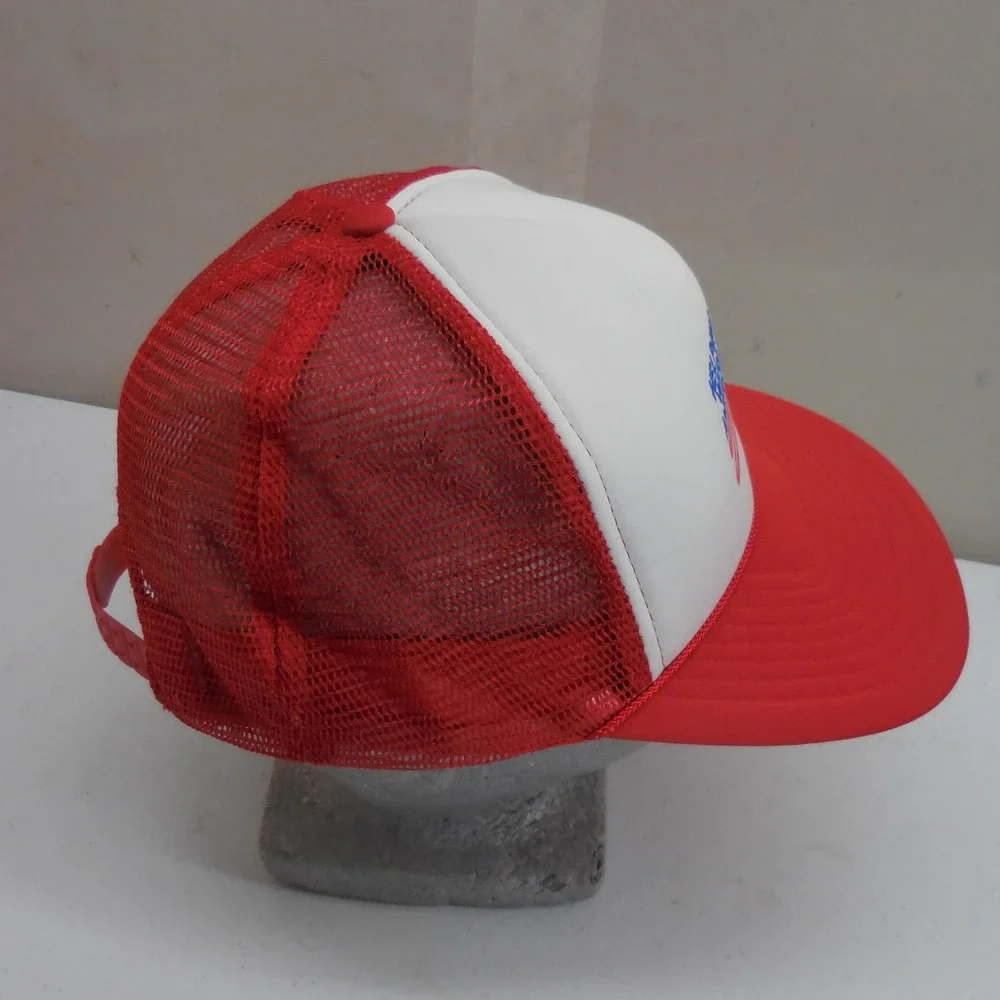 Vintage 3M Helping Wire America Trucker Hat Red White Mesh Snapback Cap Mohrs